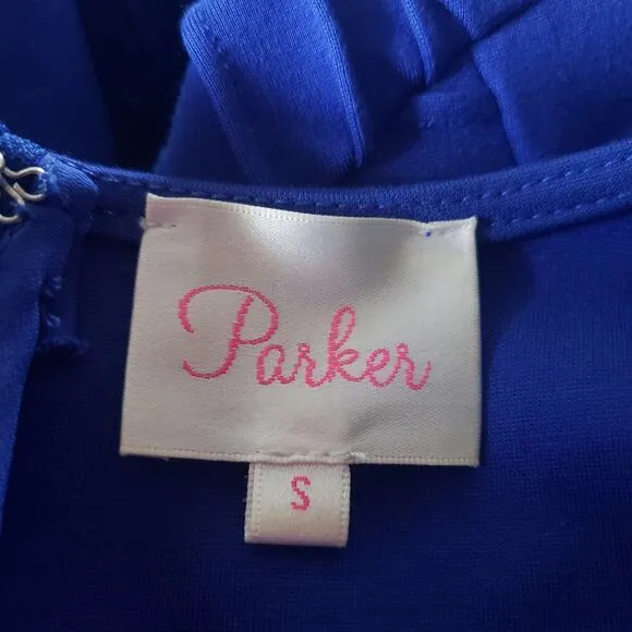 Parker Women's Fay Ponte Knit Fit &amp; Flare Skater Mini Dress Royal Blue S Small