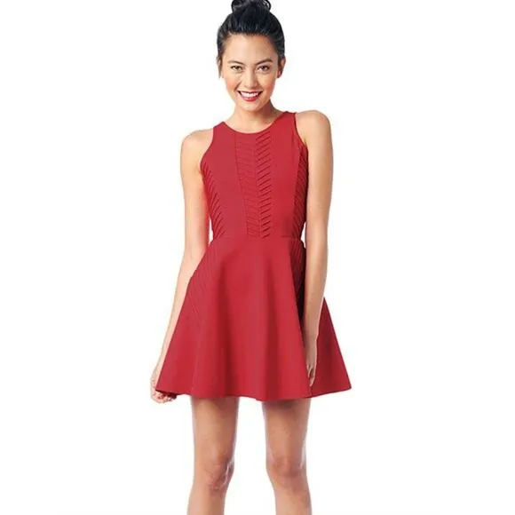 Parker Women's Fay Ponte Knit Fit &amp; Flare Skater Mini Dress Royal Blue S Small