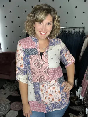 Patchwork Floral Henley
