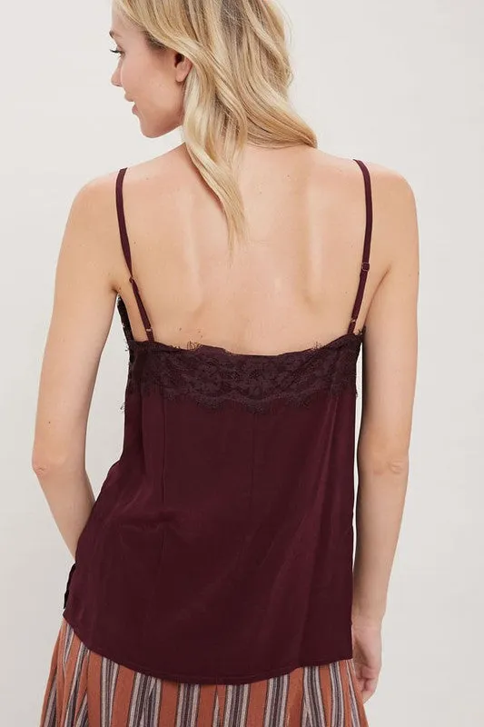 PEACHES LACE TRIM CAMI PLUM