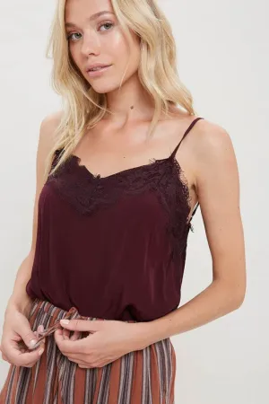 PEACHES LACE TRIM CAMI PLUM