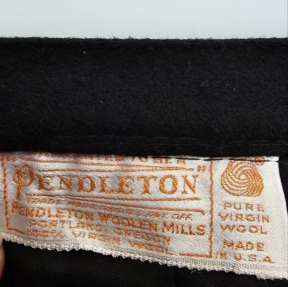 Pendleton 100% Pure Virgin Wool Solid Black Lined Skirt Midi Size 12 Vintage