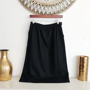 Pendleton 100% Pure Virgin Wool Solid Black Lined Skirt Midi Size 12 Vintage