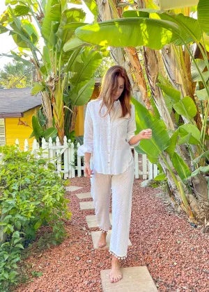 Phoebe Pom Pom Pant in Swiss Dot