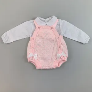 Pink Baby Girls Knitted Romper & Shirt Outfit