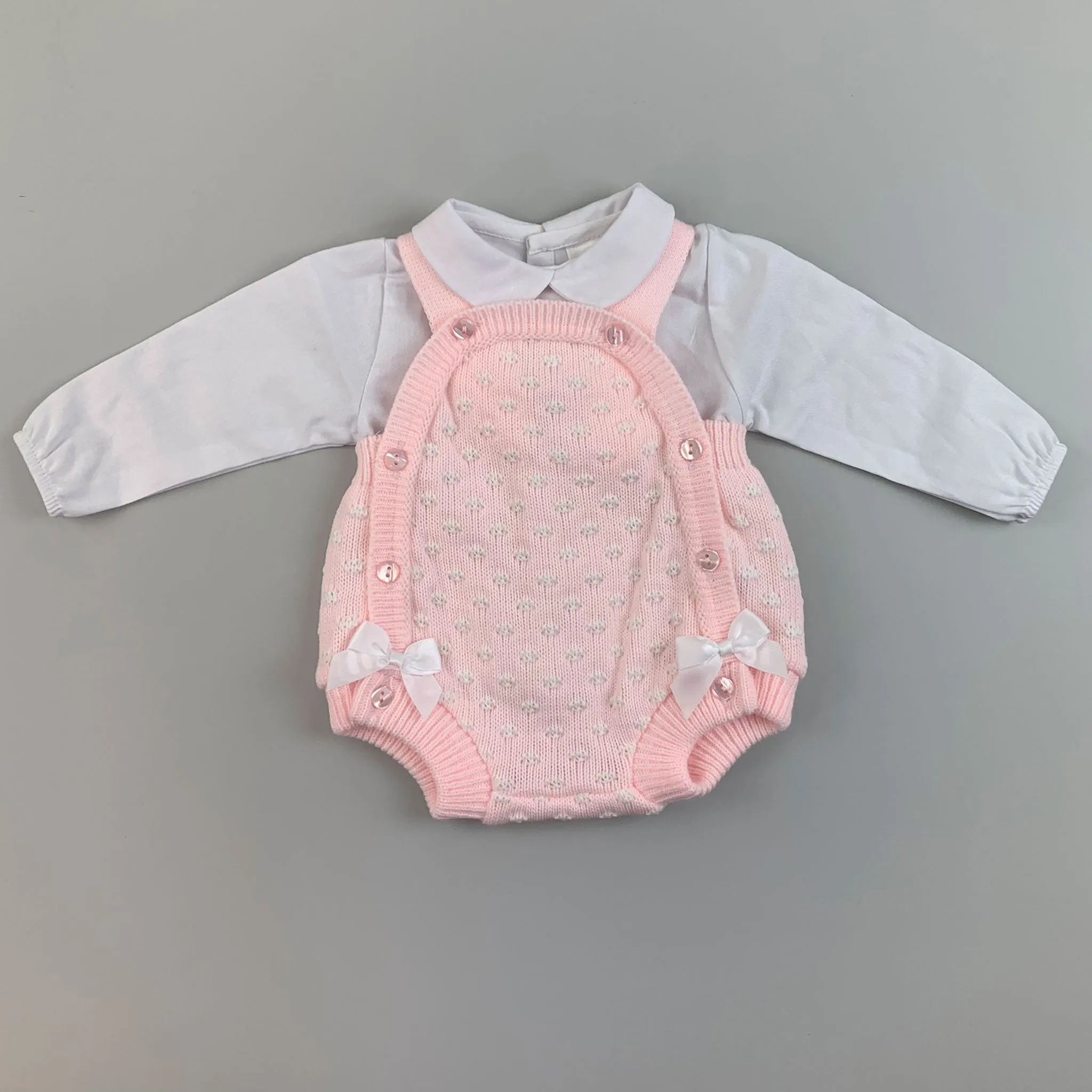 Pink Baby Girls Knitted Romper & Shirt Outfit