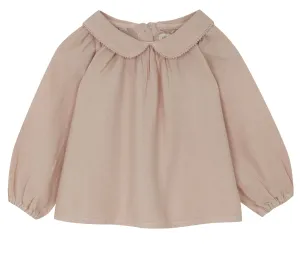 Pink Grey Collar Blouse