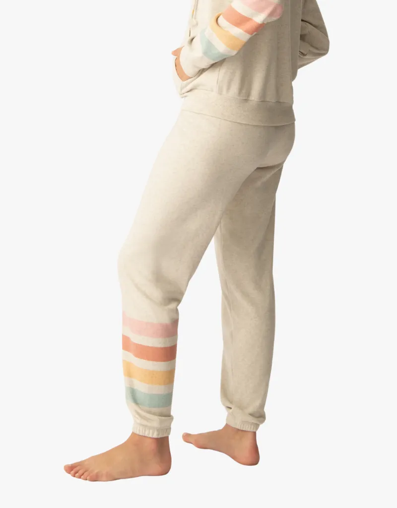 PJ Salvage Sunshine On My Mind Stripe Banded Pants in Light Oatmeal