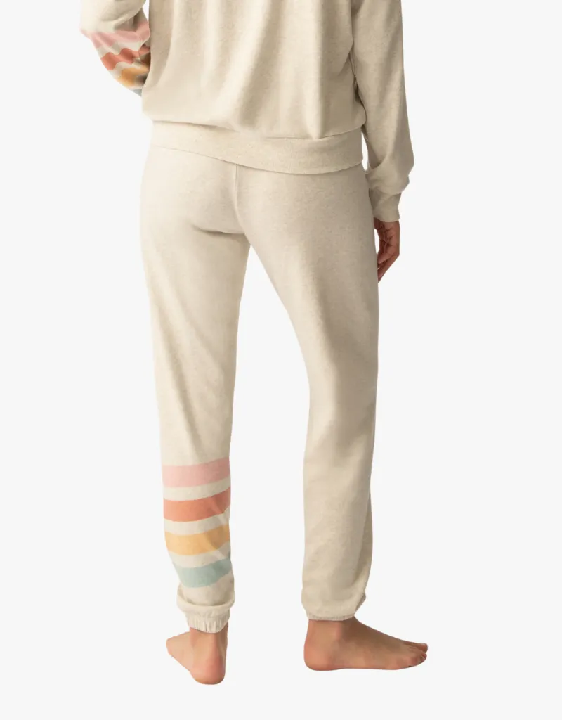 PJ Salvage Sunshine On My Mind Stripe Banded Pants in Light Oatmeal