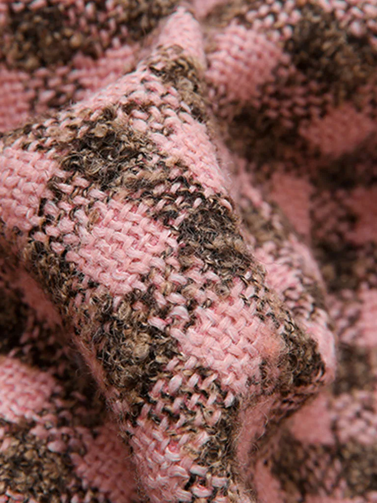 Plaid Stand Collar Houndstooth Tweed 1940S Coat