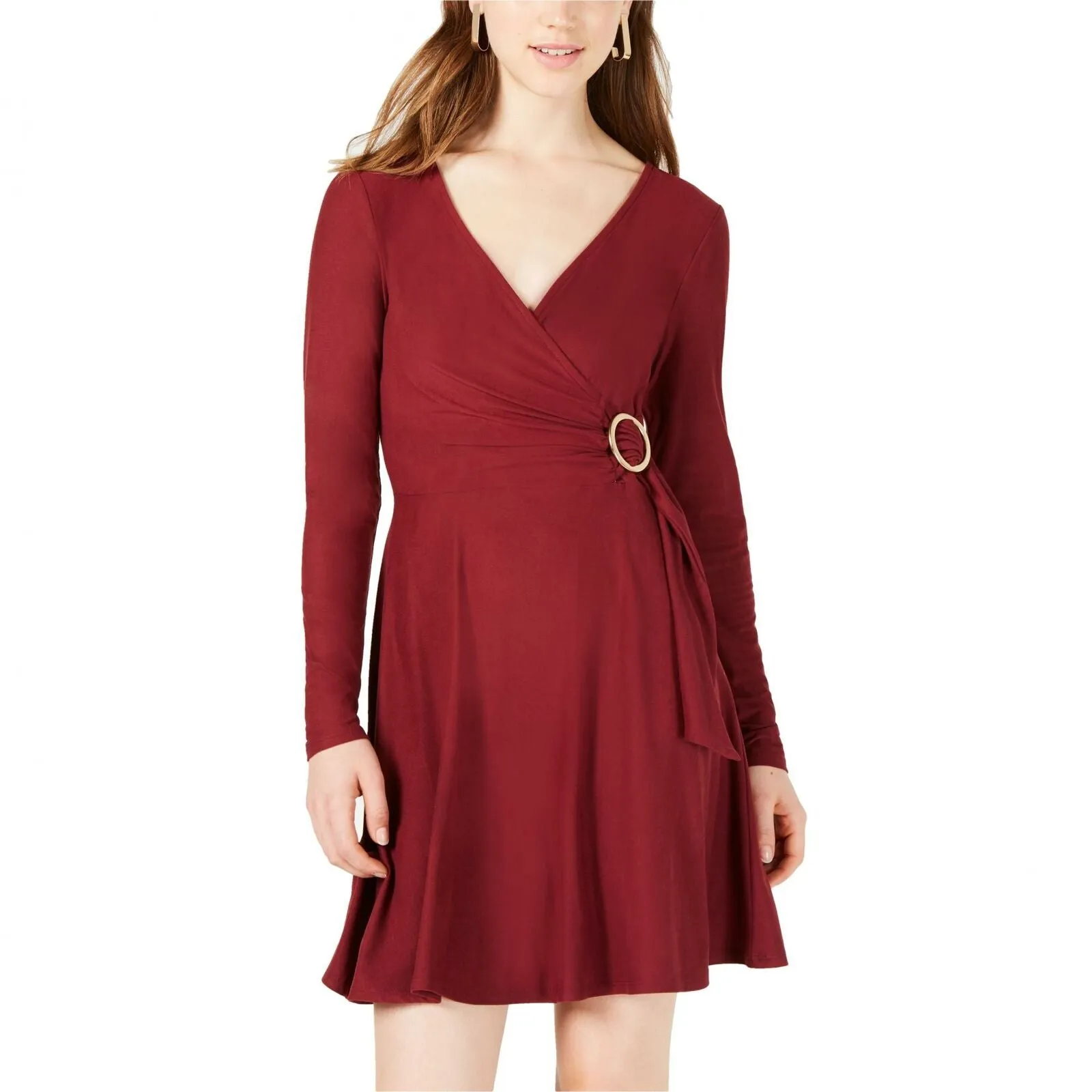 Planet Gold Women's Surplice Neck Fit and Flare Dress