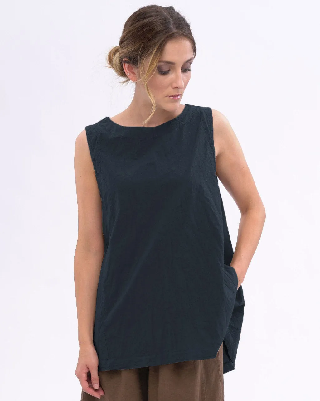 Pleated Back Organic Cotton Tank