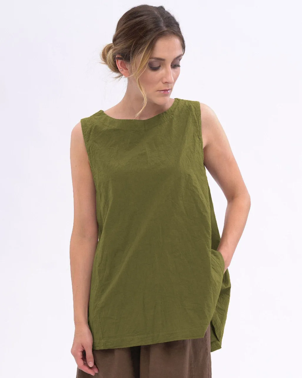 Pleated Back Organic Cotton Tank