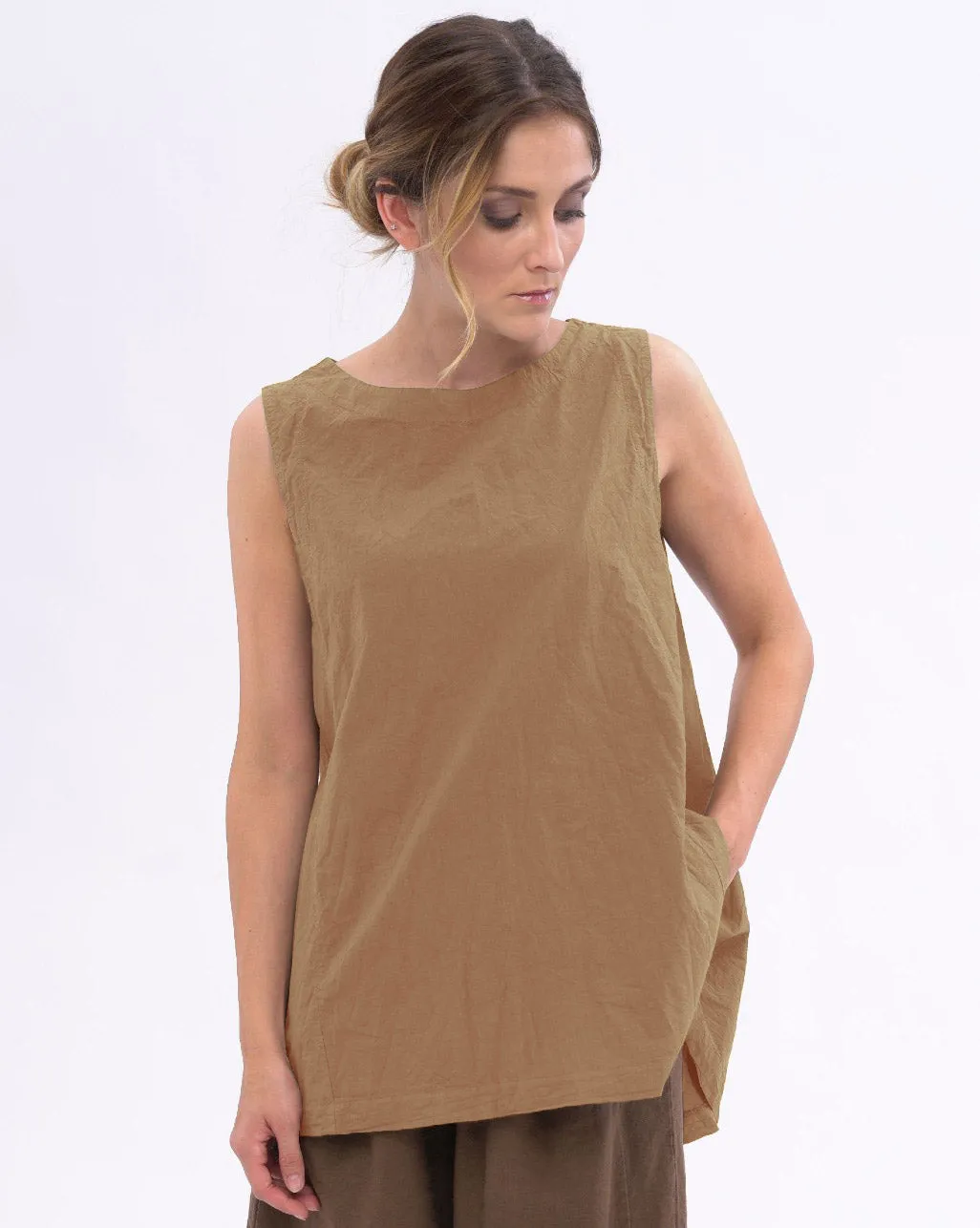Pleated Back Organic Cotton Tank