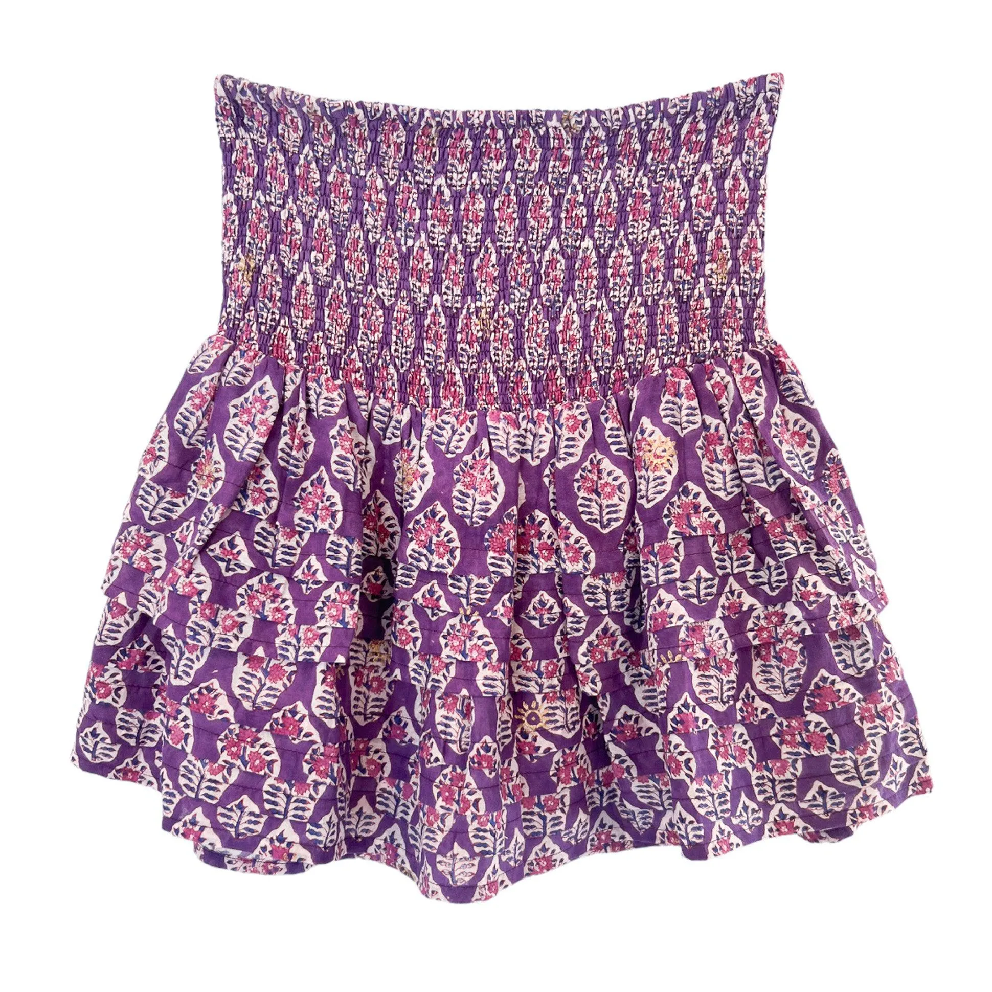 Pleated Smocked Mini Skirt - Cotton