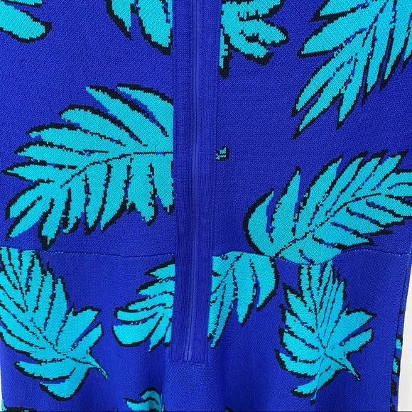 PLENTY BY TRACY REESE Blue Leaf Fit and Flare Printed Dress Size Medium Petite