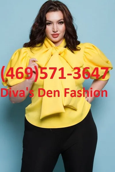 Plus Bow Puff Shoulder Top