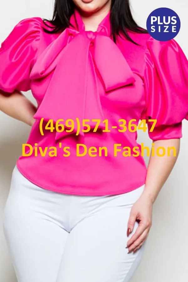 Plus Bow Puff Shoulder Top