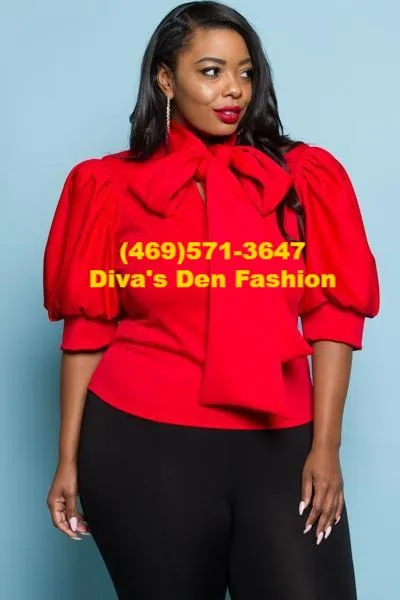 Plus Bow Puff Shoulder Top