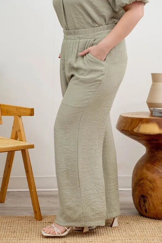 PLUS LIGHTWEIGHT HIGH RISE PANTS