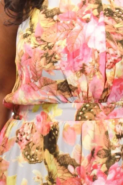 Plus Size Gorgeous Floral Unique Print Cute Flare Maxi Dress