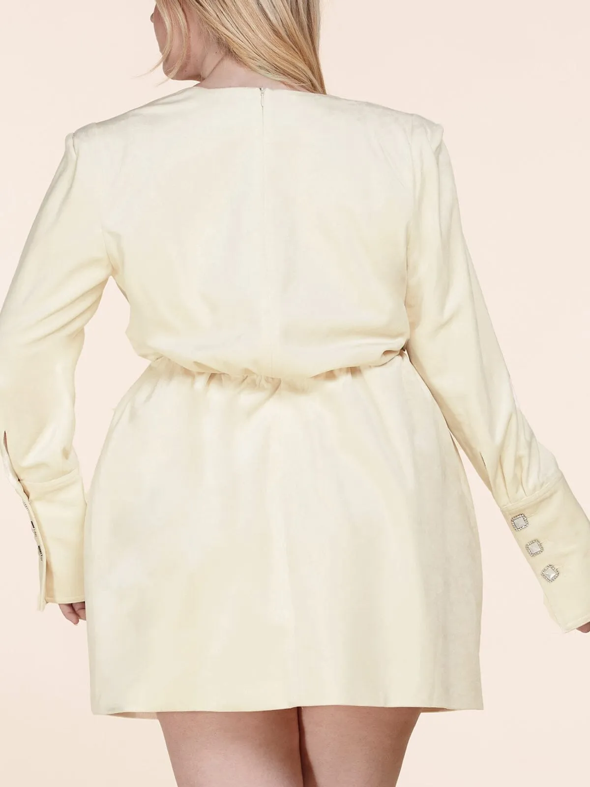 PLUS SIZE LONG SLEEVE SURPLICE MINI DRESS