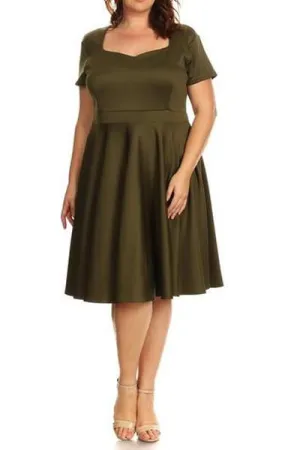 Plus Size Midi Flare Sweetheart Neckline Dress [SALE]