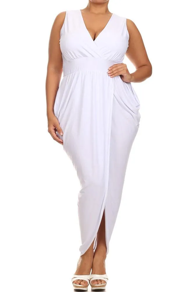 Plus Size Radiance Tulip Hem White Maxi Dress