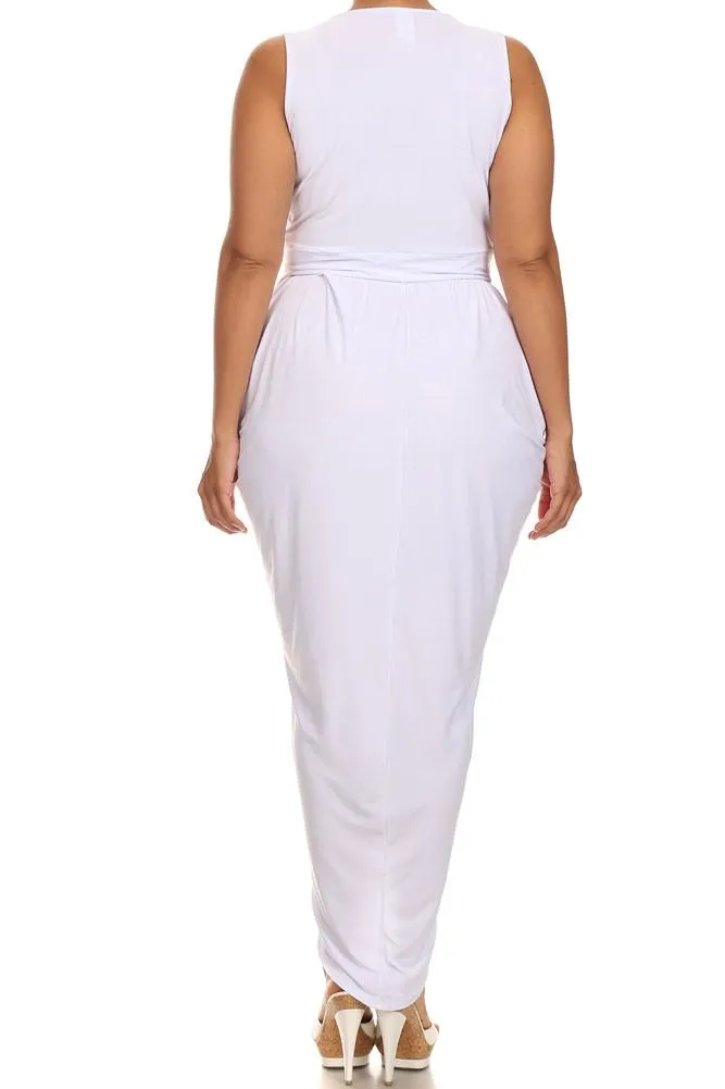 Plus Size Radiance Tulip Hem White Maxi Dress