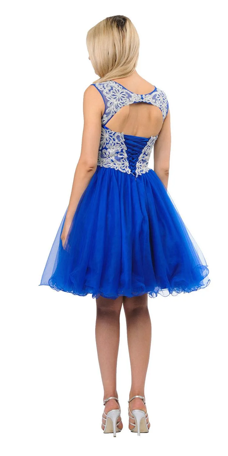 Poly USA 8302 Homecoming Short Dress Cut-Out Lace Up Back