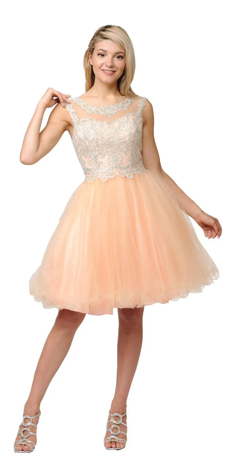 Poly USA 8302 Homecoming Short Dress Cut-Out Lace Up Back
