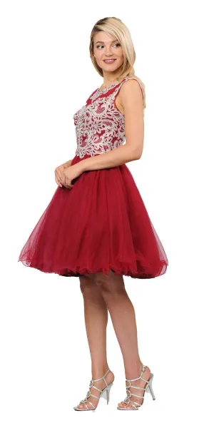 Poly USA 8302 Homecoming Short Dress Cut-Out Lace Up Back