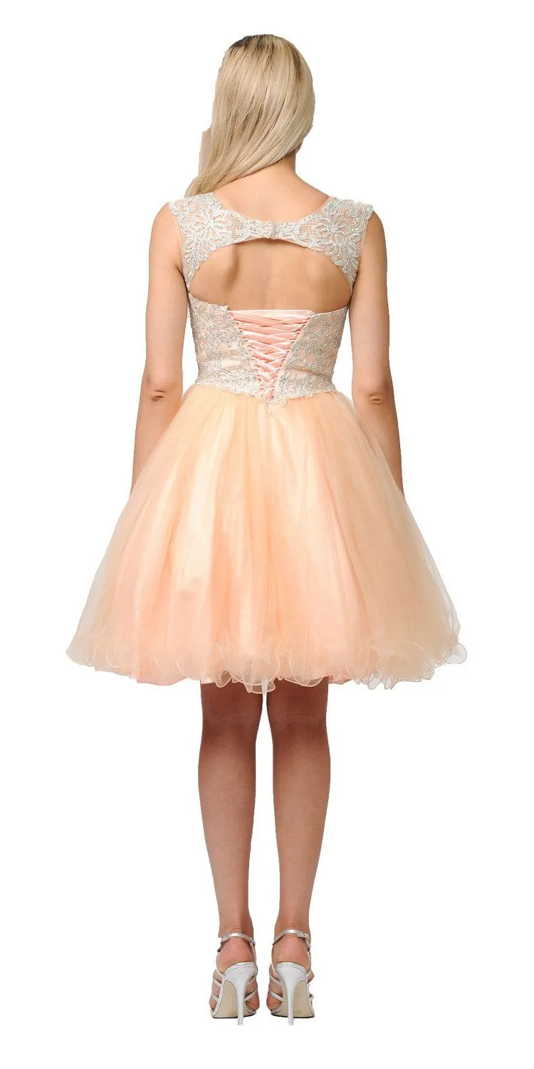 Poly USA 8302 Homecoming Short Dress Cut-Out Lace Up Back