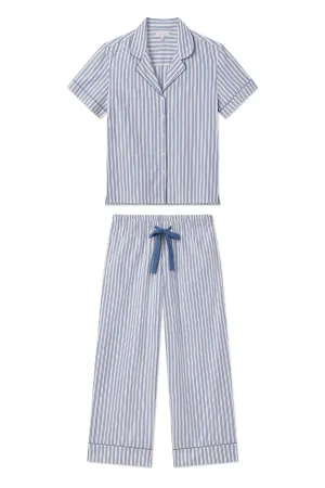 Poplin Chloe Pajama Set in Seaport Shoreline Stripe