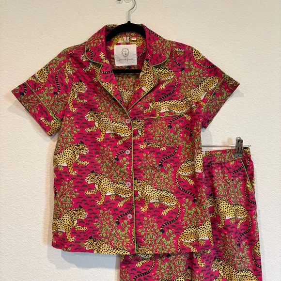 Print Fresh Size XXS Short Sleeve Top &amp; Long Pants Set in Bagheera