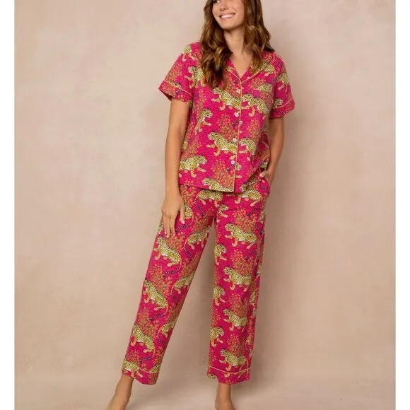 Print Fresh Size XXS Short Sleeve Top &amp; Long Pants Set in Bagheera
