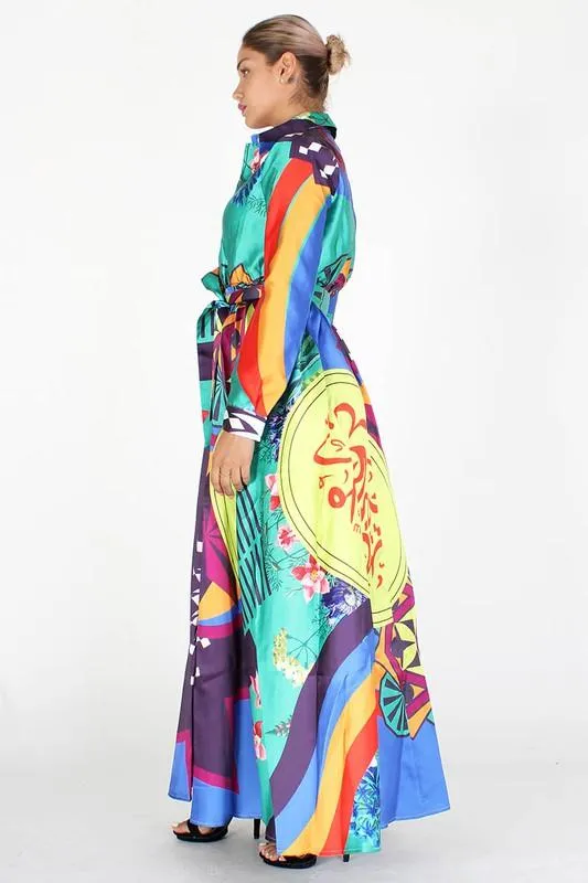Print Long Sleeve Dress