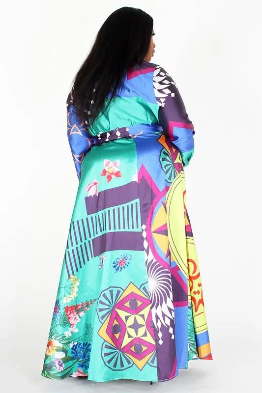 Print Long Sleeve Dress