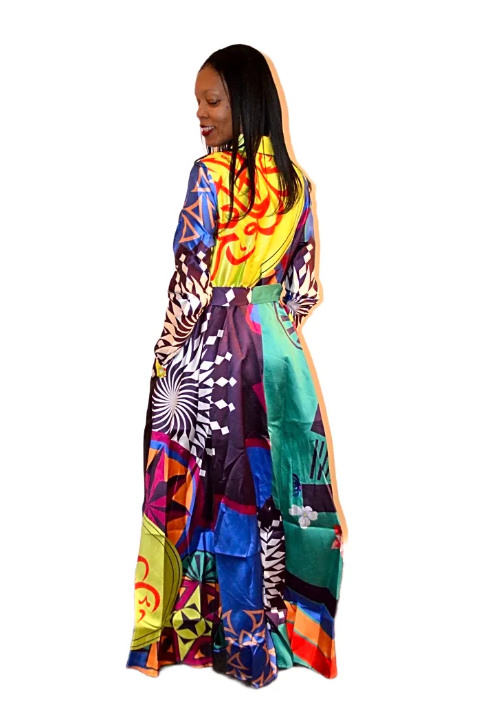 Print Long Sleeve Dress