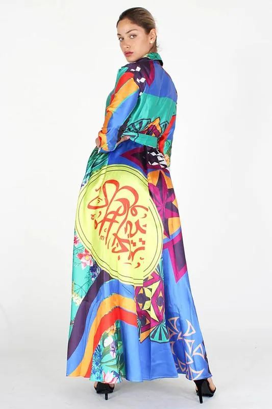 Print Long Sleeve Dress