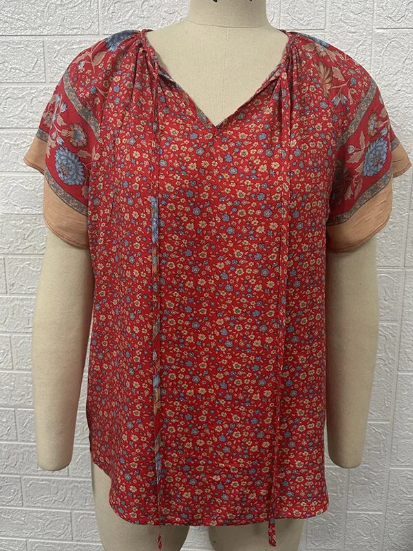 Printed V-Neck Blouse