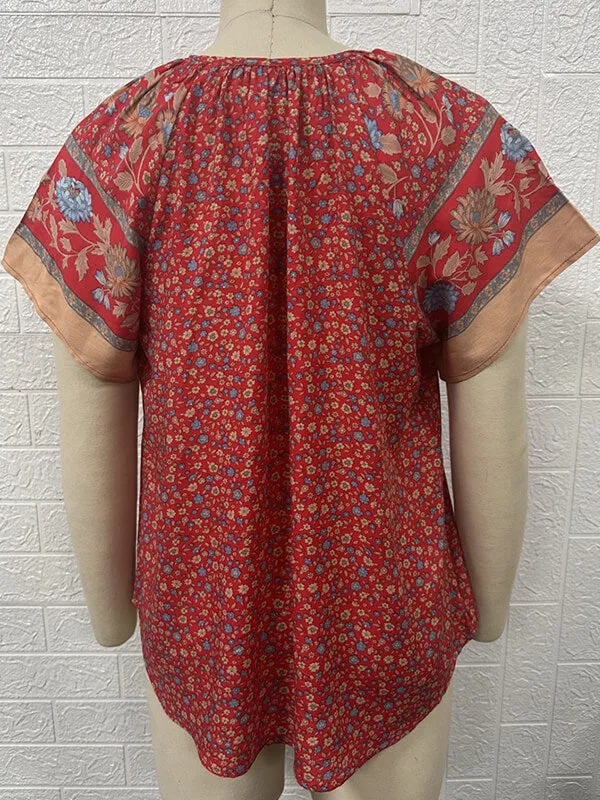 Printed V-Neck Blouse