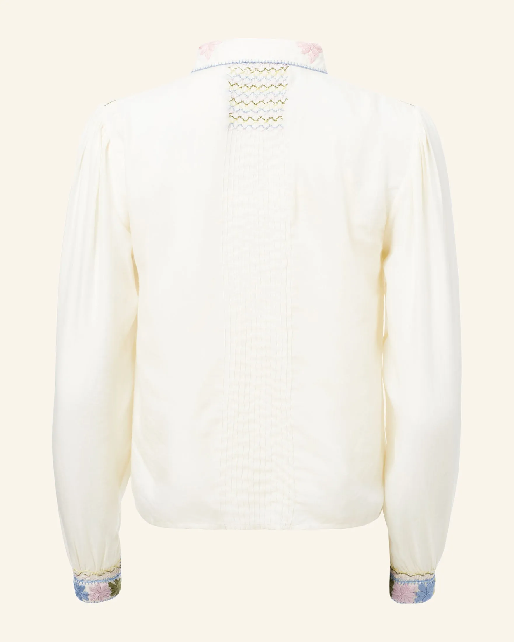 Priscilla Oyster Smocked Blouse