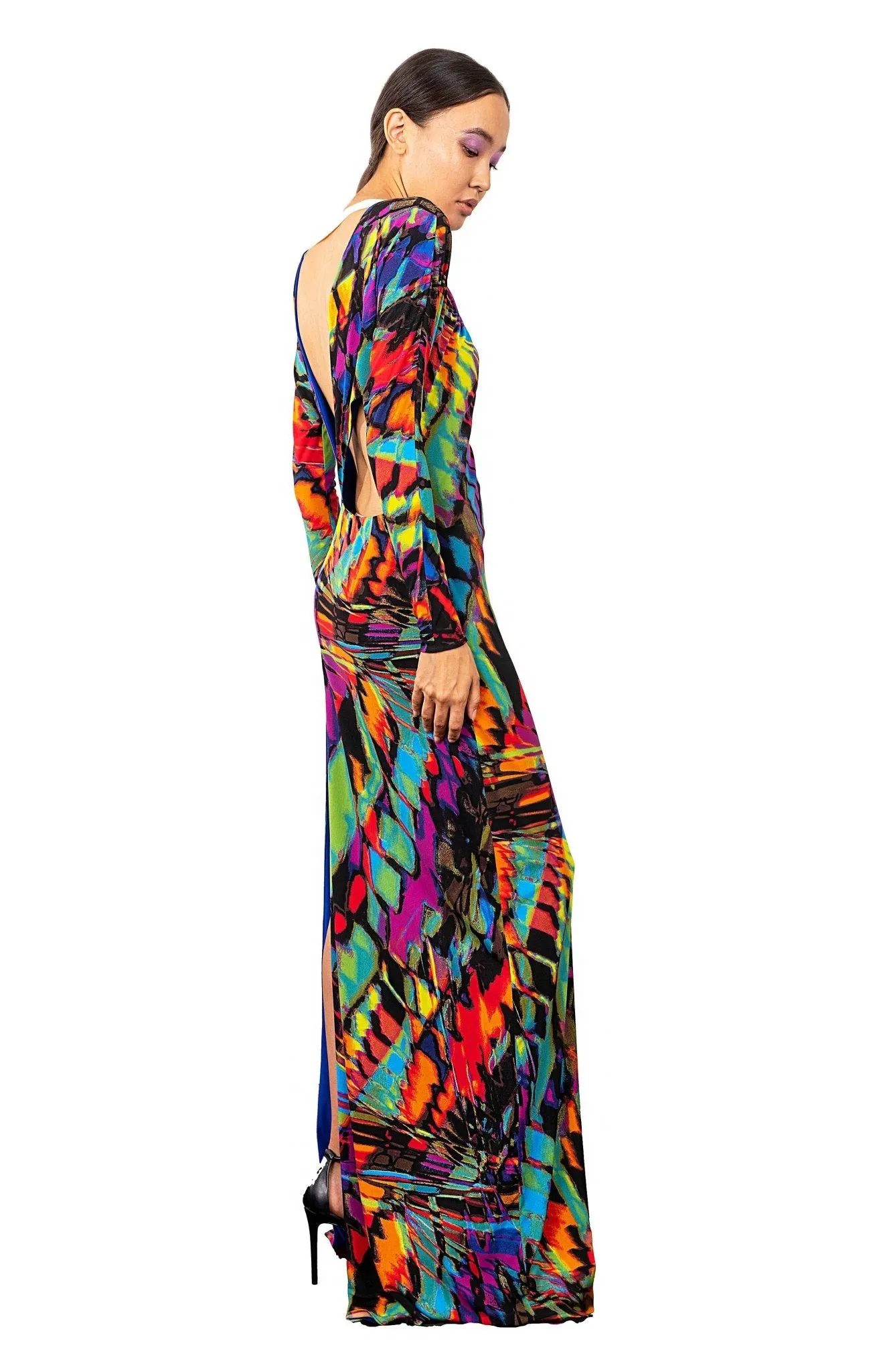 Promethea Papillon | Color Euphoria: Long Cutout Back Dress