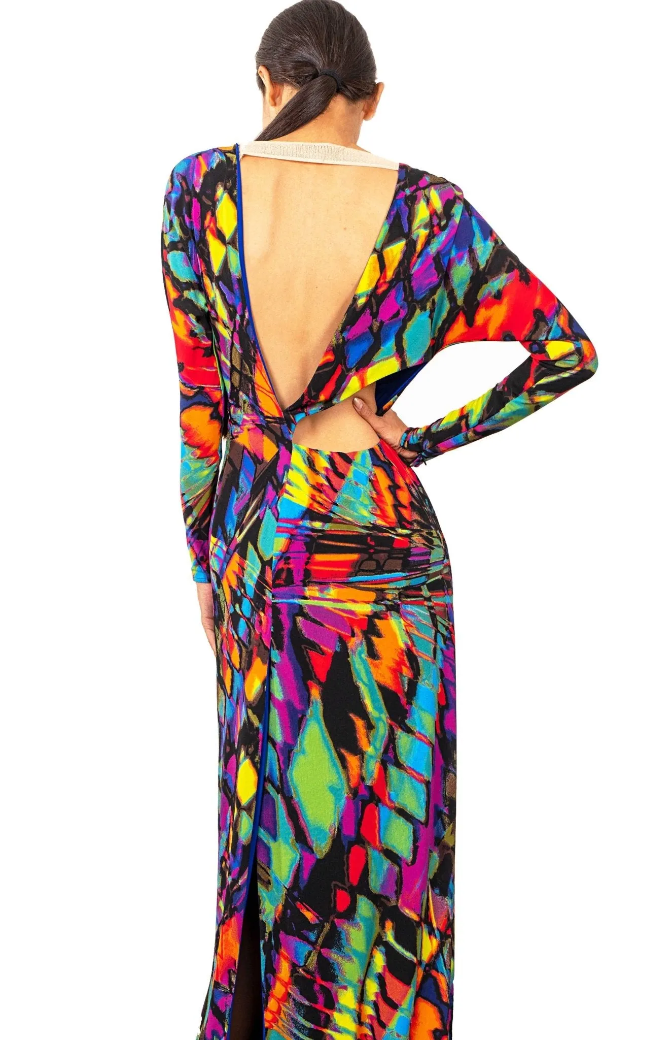 Promethea Papillon | Color Euphoria: Long Cutout Back Dress