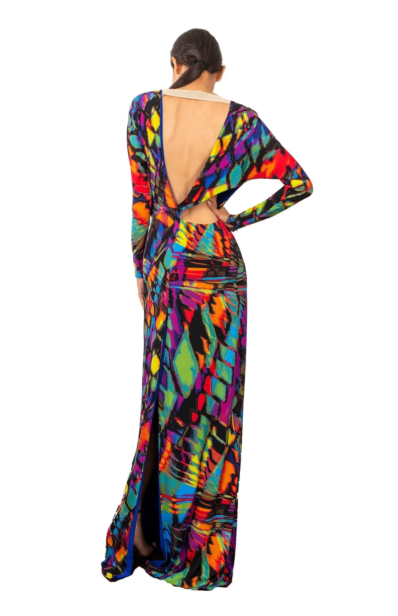 Promethea Papillon | Color Euphoria: Long Cutout Back Dress