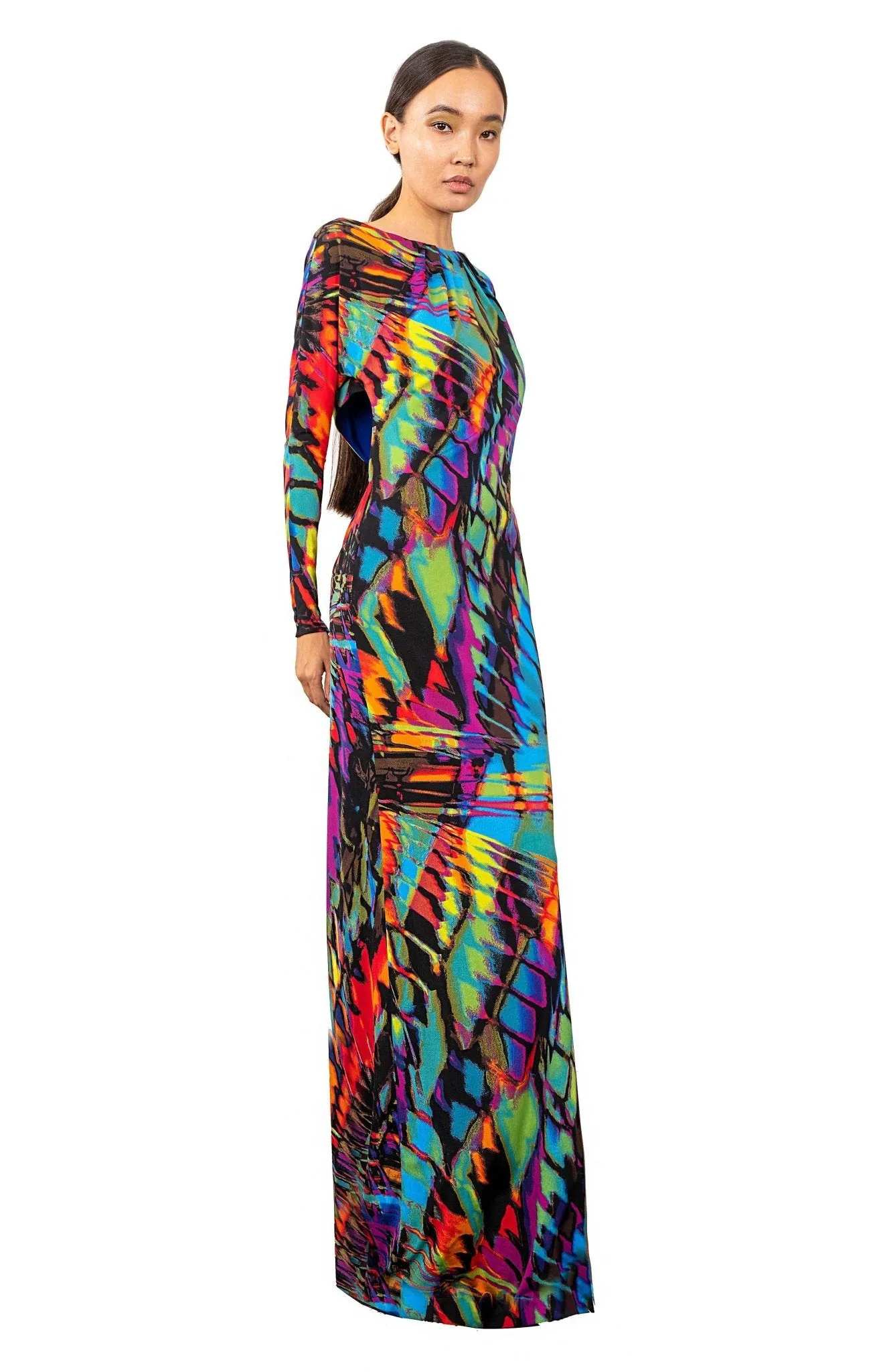 Promethea Papillon | Color Euphoria: Long Cutout Back Dress