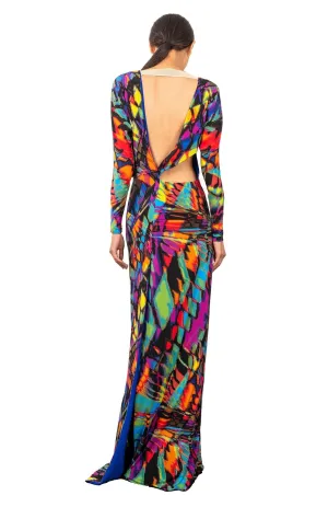 Promethea Papillon | Color Euphoria: Long Cutout Back Dress