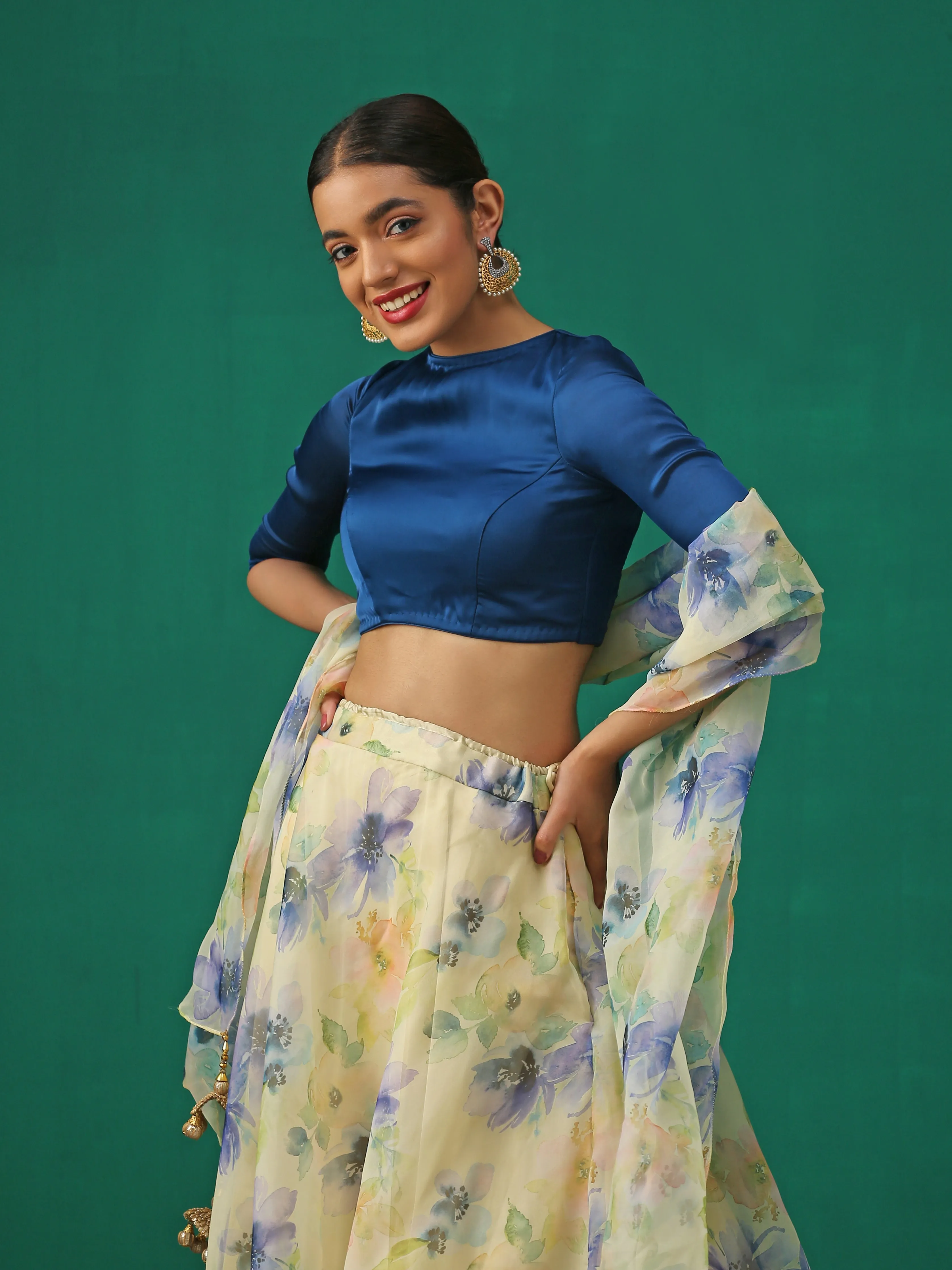 Prussian Inverted V Satin Blouse