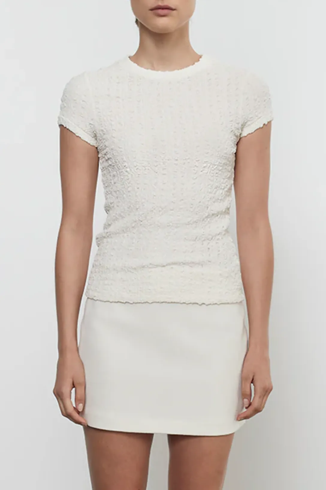 Puckered Cap Sleeve | Vanilla